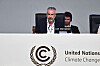 President Andre Correa do Lago, of Brazil, strikes the gavel symbolizing the approval of the agreements reached at the closing COP30 plenary session at the Hangar Convention Center in Belem, Brazil on Nov. 22. [EPA/YONHAP]