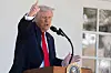 U.S. President Donald Trump speaks as he hosts a lunch with Republican Senators on the Rose Garden patio at the White House on Oct. 21 in Washington. [AP/YONHAP]