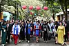 Souses of presidents and prime ministers, including then First Lady of Korea Kim Jung-sook, take a stroll together in Hoi An, Vietnam, on Nov. 11, 2011, as an event on the sidelines of the APEC summit. [JOINT PRESS CORPS]
