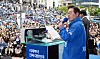 President Lee Jae-myung speaks at a campaign rally in Gwangju on May 17. [KIM SEONG-RYONG]