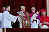 Newly elected Pope Leo XIV, Cardinal Robert Prevost of the United States delivers the ″Urbi et Orbi″ (to the city and to the world) message from the balcony of St. Peter's Basilica, at the Vatican on May 8. [REUTERS/YONHAP]
