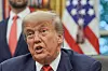 U.S. President Donald Trump speaks during a meeting at the Oval Office at the White House in Washington on June 27. [REUTERS/YONHAP]