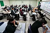 Students prepare to take the 2025 College Scholastic Ability Test (CSAT) at a high school in Jongno District, central Seoul, on Thursday. [JOINT PRESS CORPS]
