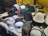 Counterfeit hats sold at Dongdaemun Saebit Market in Jongno District, central Seoul, in a photo provided by the city government on Tuesday. [SEOUL METROPOLITAN GOVERNMENT]
