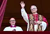 Newly elected Pope Leo XIV, Cardinal Robert Francis Prevost from the United States, blesses faithfuls from the central loggia of Saint Peter's Basilica, Vatican City, on May 8. [EPA/YONHAP]