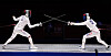 Choi In-jeong, left, and Song Se-ra compete in the women's epee final at the Hangzhou Asian Games in Hangzhou, China on Sept. 28, 2023.  [NEWS1]