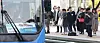 A partial strike by the Seoul bus labor union is notified at buses in Seoul on April 30. [YONHAP]