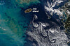 A von Karman vortex street over Jeju Island, released by the National Aeronautics and Space Administration (NASA) on Feb. 24. [NASA]