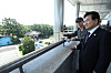 Minister of Unification Chung Dong-young is seen during his visit to the inter-Korean border village of Panmunjom on July 25, in his first official act since taking office. [YONHAP]