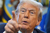 U.S. President Donald Trump answers questions from reporters during a meeting with the White House task force on the 2026 FIFA World Cup in the Oval Office of the White House, Monday, Nov. 17, in Washington. [AP/YONHAP]