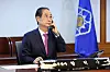 Acting President Han Duck-soo on a phone call with U.S. President Donald Trump on April 8 [YONHAP]