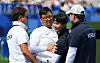 Korea's Kim Woo-jin, second from left, embraces Lee Woo-seok after winning the Korean-on-Korean semifinals in a shoot-off. [NEWS1]
