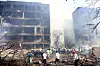 Search and recovery teams work through the rubble of an Air India plane crash in Ahmedabad, India, on June 12. [UP/YONHAP]