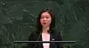 Kim Eun-joo, a North Korean escapee, speaks during a high-level UN General Assembly meeting at UN headquarters in New York on May 20, 2025 in this photo captured from UN Web TV. [YONHAP]