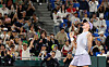 Iga Swiatek of Poland celebrates after beating Ekaterina Alexandrova of Russia to win the women's singles title at the Korea Open at Olympic Park Tennis Center in Seoul on Sept. 21. [YONHAP]