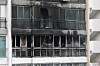 Pictured is an apartment building in the Eunma Apartments complex in Daechi-dong, Gangnam District, southern Seoul, on Feb. 24, after a fire. One person died and at least three others were injured. [YONHAP]