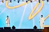 Hwanhee of Fly to the Sky, left, and Sohee of Riize collaborate at the “SMTOWN Live 2025 [The Culture, The Future] in Seoul” held at the Gocheok Sky Dome in western Seoul on Jan. 11 and 12. [SM ENTERTAINMENT]