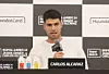 Carlos Alcaraz of Spain speaks during a press conference in Seoul on Jan. 9, on the eve of his exhibition tennis match against Jannik Sinner of Italy in Korea. [YONHAP]