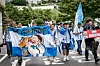 The Argentinian team takes part in the parade of nations at the 2024 Homeless World Cup at Hanyang University in eastern Seoul on Saturday. [HOMELESS WORLD CUP]