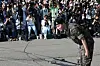 Member Jungkook of boy band BTS bows to fans after finishing their military duties on June 11 in Yeoncheon, Gyeonggi. [NEWS1]