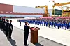 Workers, technicians and executives at Nampo Shipyard hold a rally at the shipyard on July 21, as North Korea announced plans to build a third Choe Hyon-class destroyer by Oct. 10 next year on July 22. [YONHAP]