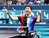 Korea's Kim Young-gun celebrates beating Wanchai Chaiwut of Thailand 3-2 in the men’s table tennis singles final at the 2024 Paris Paralympic Games in Paris on Saturday. [NEWS1]