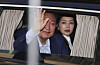 Former President Yoon Suk Yeol waves to supporters after leaving the presidential residence in Yongsan District, central, Seoul, on April 11, accompanied by his wife, Kim Keon Hee. [NEWS1]