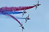 The Air Force's Black Eagles team stages an air show in Seongnam, Gyeonggi, on Oct. 19, 2025. [YONHAP]