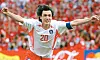 Hong Myung-bo celebrates after scoring the winning goal in a penalty shoot-out against Spain in the quarterfinals of the 2002 Korea-Japan World Cup at Gwangju World Cup Stadium in Gwangju on June 22, 2002. [JOONGANG ILBO]