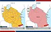 A map of travel advisory of Tanzania issued by the government on Nov. 2 [MINISTRY OF FOREIGN AFFAIRS]