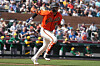 San Francisco Giants center fielder Lee Jung-hoo runs to first in the second inning of a spring training baseball game against the Athletics at Scottsdale Stadium in Scottsdale, Arizona, on Feb. 23. [REUTERS/YONHAP]