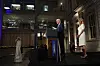 U.S. President Joe Biden speaks at a leaders' reception at the Metropolitan Museum of Art in New York, Tuesday evening, as first lady Jill Biden listens. The reception was attended by President Yoon Suk yeol and first lady Kim Keon Hee. [AP/YONHAP]