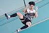 Korean sports climber Shin Eun-cheol reacts after finishing the men's speed elimination round of the Paris Olympics at Le Bourget Climbing Venue in Saint-Denis, France on Tuesday. [NEWS1]