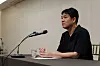 Lee Sung-goo, CEO of virtual boy band Plave's agency and production company Vlast, answers questions from reporters during a press conference held Monday in western Seoul. [VLAST]