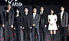 The cast of Netflix show ″Karma″ pose for a photo during the series' press conference held in Jongno District, central Seoul, on March 31. Actor Park Hae-soo is pictured on the far right. [NEWS1]