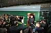 In this photo released by the Rodong Sinmun, the official newspaper of Pyongyang's ruling Workers' Party, North Korean leader Kim Jong-un waves farewell to Chinese officials in Beijing as he boards his armored train back to return home on Jan. 9, 2019, after the conclusion of his fourth summit with Chinese President Xi Jinping. [YONHAP]