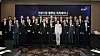 Attendees of the Capital Market Value-up International Seminar, including Financial Supervisory Service Gov. Lee Bok-hyun, sixth from left in the first row, Korea Financial Investment Association Chairman Seo Yoo-seok, eighth from left, and Financial Services Commission Chairman Kim Joo-hyun, tenth from left, pose for a photo at the venue in western Seoul on Tuesday. [KOREA FINANCIAL INVESTMENT ASSOCIATION]