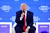 President Donald Trump speaks during the Annual Meeting of the World Economic Forum in Davos, Switzerland, Jan. 21, 2026. [AP/YONHAP]