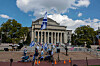 Columbia students organize dueling memorials and rallies both for Israel and Palestine on the one-year anniversary of the October 7th Hamas attack, on Oct. 7, 2024 in New York City. [AFP/GETTY/YONHAP]