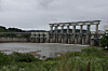 Water from the upper Imjin River is released at the Gunnam Flood Control Dam in Yeoncheon County, Gyeonggi on the afternoon of June 25. [YONHAP]