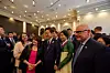 President Lee Jae Myung and first lady Kim Hea Kyung, front row center, pose for a photo at a dinner reception for leaders of countries invited to the G7 summit hosted by the governor general of Canada at a hotel in Calgary in Canada on June 16. [JOINT PRESS CORPS]