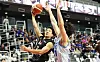Suwon KT Sonicboom point guard Heo Hoon, left, shoots during a KBL playoff game against the Daegu Kogas Pegasus at Suwon KT Sonicboom Arena in Suwon, Gyeonggi, on April 14. [YONHAP]
