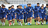 The Korean national team trains at Yongin Mireu Stadium in Yongin, Gyeonggi on Sunday. [YONHAP]