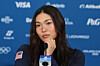 United States' Chloe Kim looks on during a press conference at the 2026 Winter Olympics, in Livigno, Italy, on Feb. 9. [AP/YONHAP]