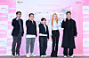 Producers and managers at CJ ENM and singer Jeon Somi, second from right, pose for photos during a press conference held on Wednesday in southern Seoul as a preview to the upcoming 2023 MAMA Awards music ceremony set to take place on Nov. 28 and 29. [CJ ENM]