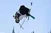 Hunter Hess, of the United States, executes a trick in the halfpipe finals during the World Cup U.S. Grand Prix freestyle skiing event in Copper Mountain, Colorado, on Dec. 17, 2022. [AP/YONHAP]