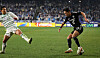 Ulsan HD fullback Lee Myung-jae, right, in action during the 2023-24 AFC Champions League quarterfinals against Jeonbuk Hyundai Motors at Munsu Football Stadium in Ulsan on March 12, 2024. [NEWS1]