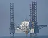 One of the large steel structures installed by China in the Korea-China Provisional Measures Zone (PMZ) in the Yellow Sea. Installed in 2022, China claims it is a deep-sea aquaculture management support facility. [OFFICE OF REP. EOM TAE-YOUNG]