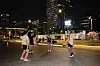 Warmups in the plaza. [HAN STRIDE]