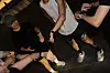 Runners set their workouts before heading out on the town. [HAN STRIDE]